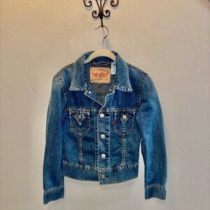 Levis Iconic Blue Denim Jean Jacket Coat Type 1 Women’s Size Small